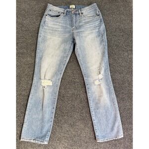 J.Crew Slim Broken-In Boyfriend Jeans 27 Distressed Light Wash Stretch